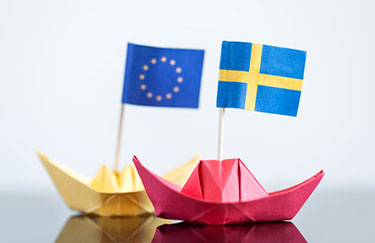 EU och Sveriges flagga