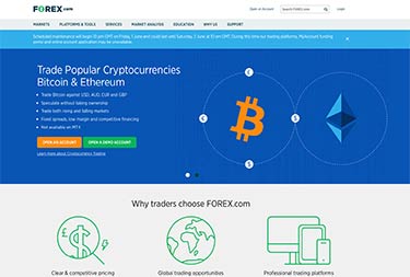 Forex.com's startsida år 2018