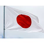 Japans flagga viftar