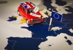 Brexit med en Mini UK Flagga