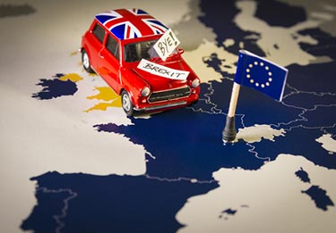 Brexit med en Mini UK Flagga