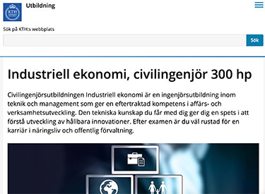 KTH hemsida för utbildning i industriell ekonomi