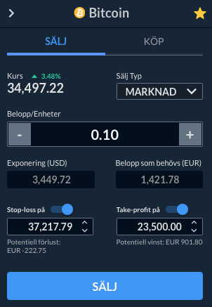 Sälja Bitcoin hos Skilling